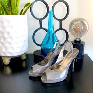 PREVIEW Peep Toe Sling Back Grey Heels 8